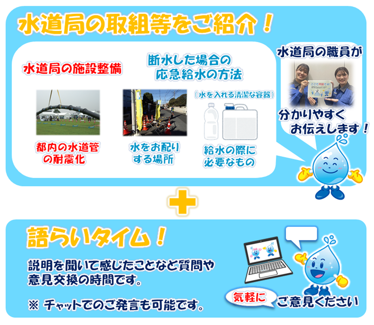 水道局の取組等をご紹介！＋語らいタイム！